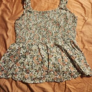 Floral Smocked Peplum Top